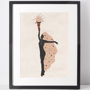 Wall Art Bohemian Woman Silhouette Celestial Print Poster Illustration Unframed